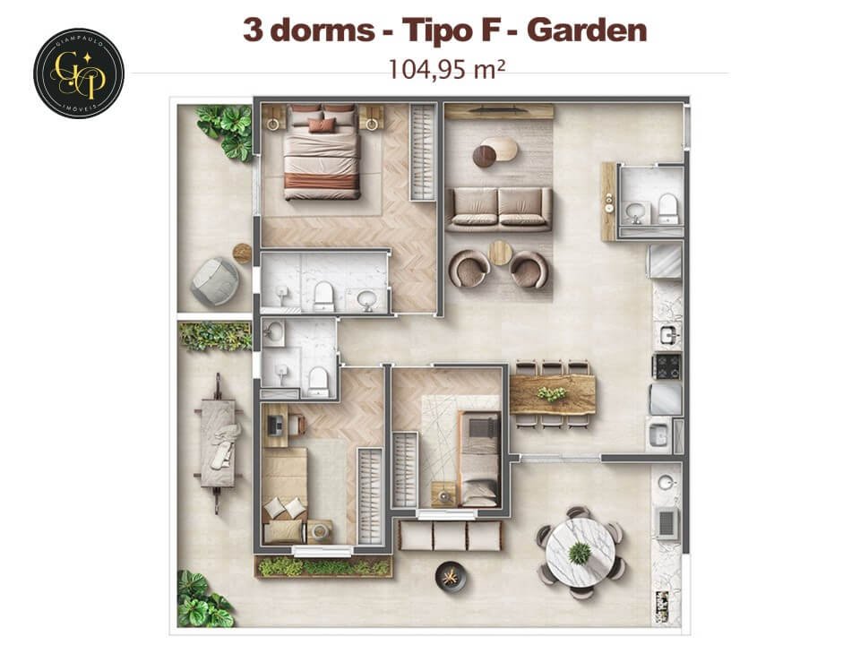 Planta tipo 104 m² Garden