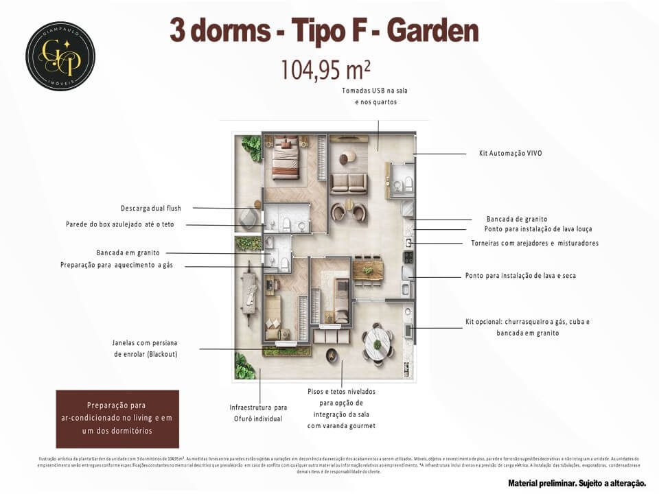 Planta tipo 104 m² Garden