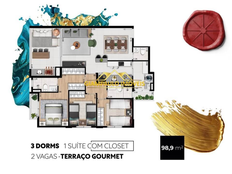 Desfrute da planta de 3 dorms com suite e close no empreendimento Magestic em Guarulhos